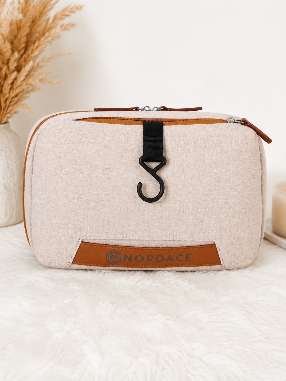 Nordace | Siena Beige Hanging Travel Cosmetic Toiletry Bag